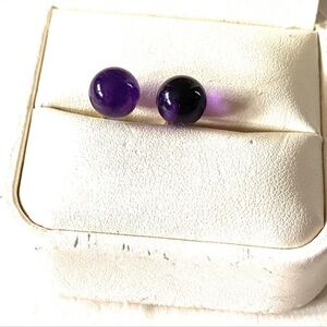 14K PURPLE JADE EARRINGS STUDS